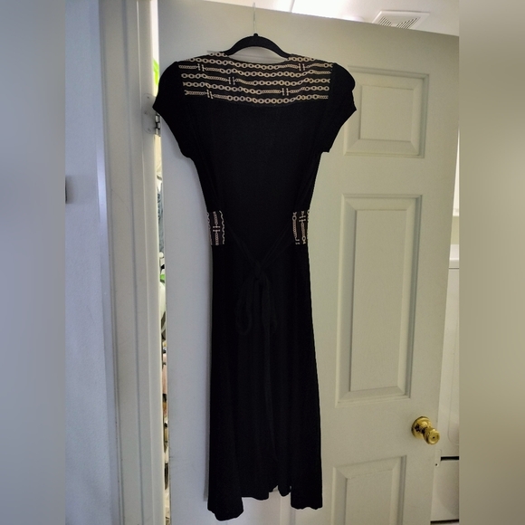 Flair Collection Black with Gold Chain Print Dress, Medium - Picture 7 of 11